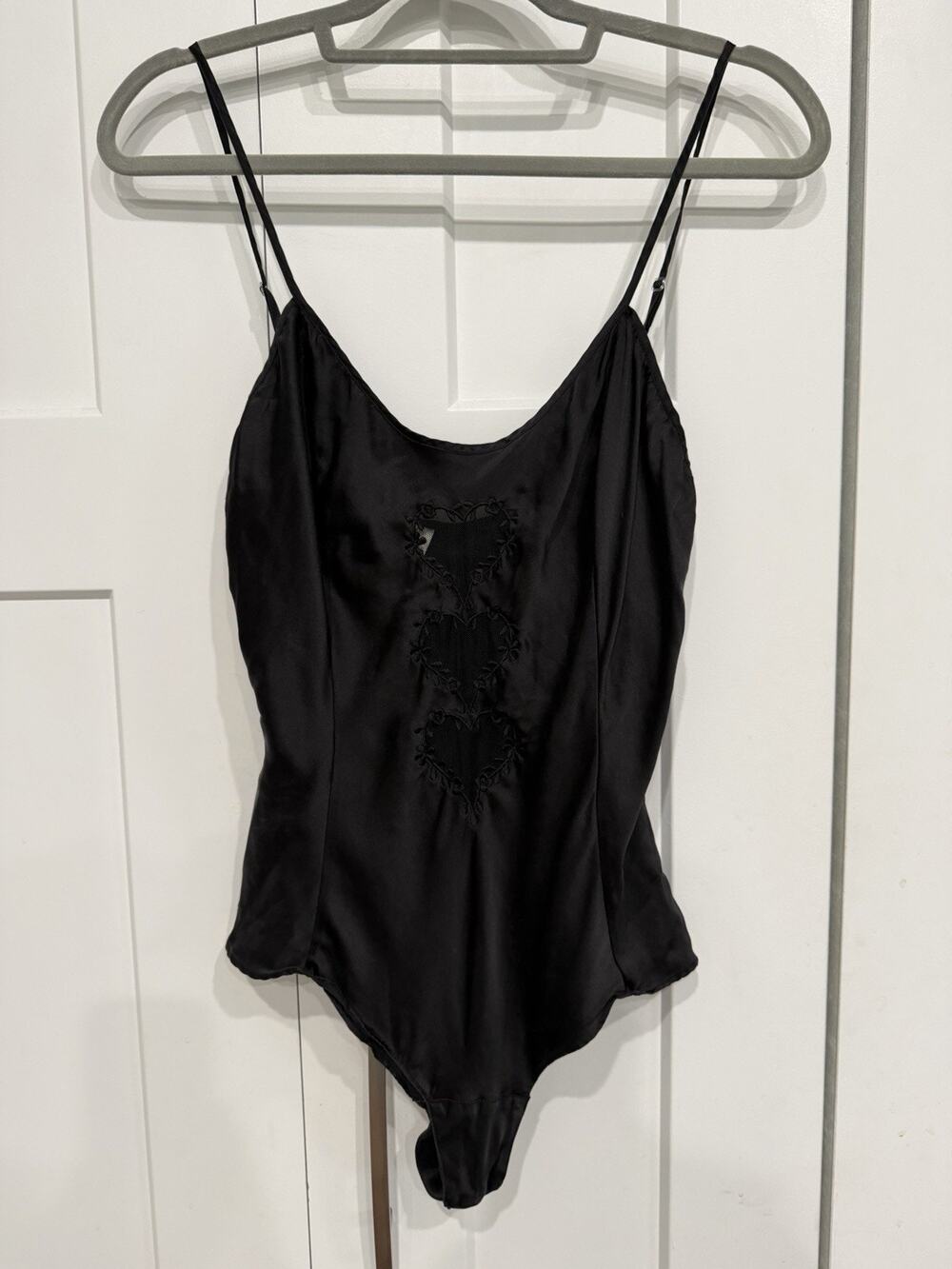 Vintage Gold Label Victoria’s Secret M 100% Silk Teddy 1 Piece Nightie Y2K Black